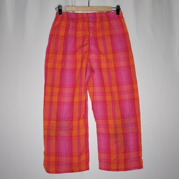 Soma Set Capri Sleeveless Plaid 0 Women Pink Orange Embroidered Tropical Cotton - Picture 13 of 14